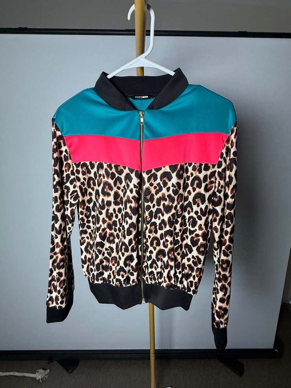 Fashion Nova The Animal Within Jacket Size XL Color Block Leopard